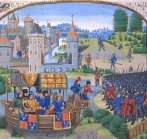 The depiction of Richard the Second's meeting with Wat Tyler and the rebellious peasants by Froissart.